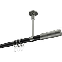Vorhangstange (Deckenmontage) Schwarz / Edelstahl-Optik, Metall 20 mm Ø Sonette Mavell