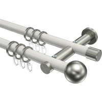Stilgarnitur Weiß / Edelstahl-Optik, Metall 20 mm Ø Platon Luino, doppelläufig