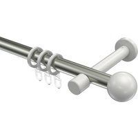 Gardinenstangen Edelstahl-Optik / Weiß, Metall 20 mm Ø Prestige Luino