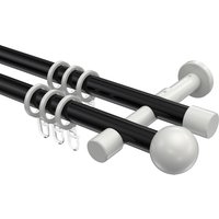 Gardinenstangen Schwarz / Weiß, Metall 20 mm Ø Prestige Luino, doppelläufig
