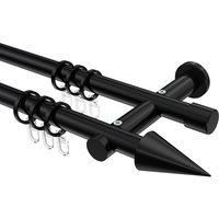 Gardinenstangen Schwarz, Metall 20 mm Ø Platon Savio, 2-läufig