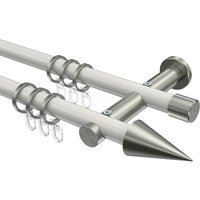 Gardinenstangen Weiß / Edelstahl-Optik, Metall 20 mm Ø Platon Savio, 2-läufig
