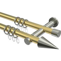Gardinenstangen Messing-Optik / Edelstahl-Optik 20 mm Ø Platon Savio, zweiläufig