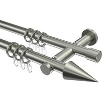 Gardinenstange Edelstahl-Optik 20 mm Ø Platon Savio, zweiläufig