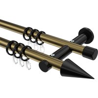 Gardinenstange Messing Antik / Schwarz, 2-läufig Metall 20 mm Ø Platon Savio