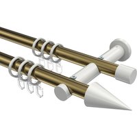 Vorhangstange Messing Antik / Weiß, zweiläufig Metall 20 mm Ø Platon Savio