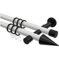 Gardinenstange Weiß / Schwarz, Metall 20 mm Ø Prestige Savio, doppelläufig