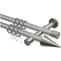 Gardinenstange Silbergrau / Edelstahl-Optik, doppelläufig Metall 20 mm Ø Prestige Savio