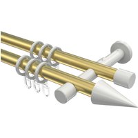 Vorhangstange Messing-Optik / Weiß, doppelläufig Metall 20 mm Ø Prestige Savio