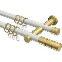 Vorhangstange Weiß / Messing-Optik, zweiläufig Metall 20 mm Ø Platon Elanto