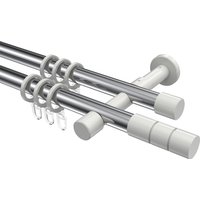 Vorhangstange Chrom / Weiß, Metall 20 mm Ø Prestige Elanto, 2-läufig