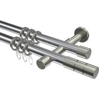 Vorhangstange Chrom / Edelstahl-Optik, zweiläufig Metall 20 mm Ø Prestige Elanto