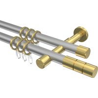 Vorhangstange Silbergrau / Messing-Optik, doppelläufig Metall 20 mm Ø Prestige Elanto