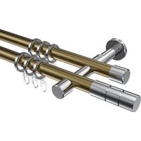 Vorhangstange Messing Antik / Chrom, doppelläufig Metall 20 mm Ø Prestige Elanto