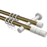 Vorhangstange Messing Antik / Weiß, zweiläufig Metall 20 mm Ø Prestige Elanto