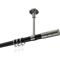 Gardinenstange (Deckenmontage) Schwarz / Edelstahl-Optik, Metall 20 mm Ø Sonette Elanto