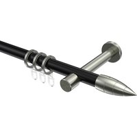 Vorhangstange Schwarz / Edelstahl-Optik, Metall 20 mm Ø Prestige Samanto