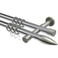 Vorhangstange Chrom / Edelstahl-Optik, zweiläufig Metall 20 mm Ø Prestige Samanto