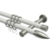 Gardinenstange Weiß / Edelstahl-Optik, Metall 20 mm Ø Prestige Samanto, zweiläufig