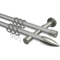 Gardinenstange Silbergrau / Edelstahl-Optik, doppelläufig Metall 20 mm Ø Prestige Samanto