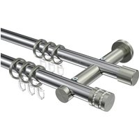 Vorhangstange Chrom / Edelstahl-Optik, doppelläufig Metall 20 mm Ø Platon Estana