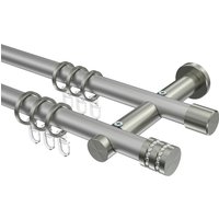 Gardinenstange Silbergrau / Edelstahl-Optik, 2-läufig Metall 20 mm Ø Platon Estana