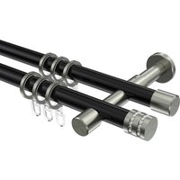 Gardinenstange Schwarz / Edelstahl-Optik, Metall 20 mm Ø Prestige Estana, zweiläufig