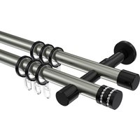 Stilgarnitur Edelstahl-Optik / Schwarz, Metall 20 mm Ø Prestige Estana, 2-läufig