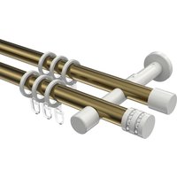 Gardinenstange Messing Antik / Weiß, 2-läufig Metall 20 mm Ø Prestige Estana