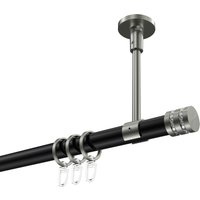Vorhangstange (Deckenmontage) Schwarz / Edelstahl-Optik, Metall 20 mm Ø Sonette Estana