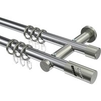 Vorhangstange Chrom / Edelstahl-Optik, 2-läufig Metall 20 mm Ø Platon Zoena