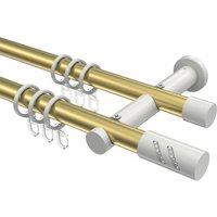 Gardinenstange Messing-Optik / Weiß, 2-läufig Metall 20 mm Ø Platon Zoena