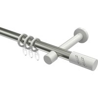 Vorhangstange Edelstahl-Optik / Weiß, Metall 20 mm Ø Prestige Zoena