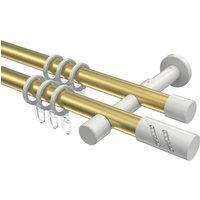 Gardinenstange Messing-Optik / Weiß, doppelläufig Metall 20 mm Ø Prestige Zoena