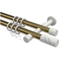 Gardinenstange Messing Antik / Weiß, zweiläufig Metall 20 mm Ø Prestige Zoena