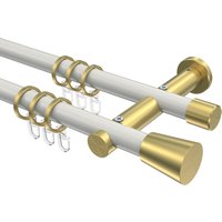 Vorhangstange Weiß / Messing-Optik, zweiläufig Metall 20 mm Ø Platon Sitra