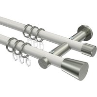 Stilgarnituren Weiß / Edelstahl-Optik, Metall 20 mm Ø Platon Sitra, zweiläufig