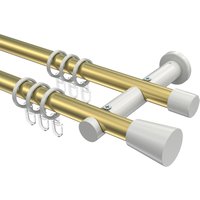 Vorhangstange Messing-Optik / Weiß, zweiläufig Metall 20 mm Ø Platon Sitra