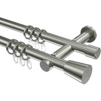 Gardinenstangen Edelstahl-Optik 20 mm Ø Platon Sitra, 2-läufig
