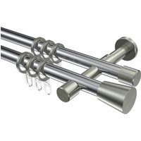 Vorhangstange Chrom / Edelstahl-Optik, zweiläufig Metall 20 mm Ø Prestige Sitra