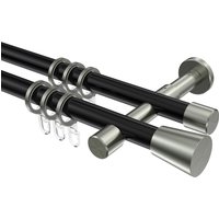 Vorhangstangen Schwarz / Edelstahl-Optik, Metall 20 mm Ø Prestige Sitra, doppelläufig