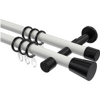 Vorhangstange Weiß / Schwarz, Metall 20 mm Ø Prestige Sitra, 2-läufig