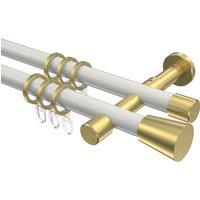 Vorhangstange Weiß / Messing-Optik, 2-läufig Metall 20 mm Ø Prestige Sitra