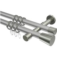 Gardinenstange Silbergrau / Edelstahl-Optik, 2-läufig Metall 20 mm Ø Prestige Sitra