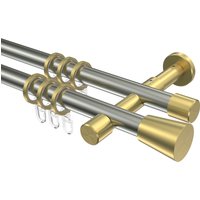 Gardinenstangen Edelstahl-Optik / Messing-Optik 20 mm Ø Prestige Sitra, zweiläufig