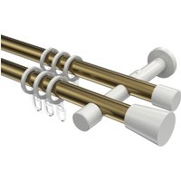 Vorhangstange Messing Antik / Weiß, zweiläufig Metall 20 mm Ø Prestige Sitra