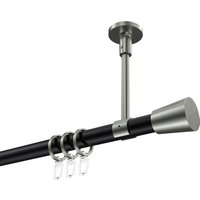 Vorhangstange (Deckenanbringung) Schwarz / Edelstahl-Optik, Metall 20 mm Ø Sonette Sitra