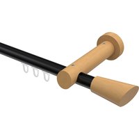 Innenlauf-Gardinenstangen Schwarz / Buche 20 mm Ø Talent Bero Aluminium / Holz