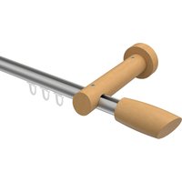 Innenlauf-Gardinenstange Silbergrau / Buche 20 mm Ø Talent Etta Aluminium / Holz