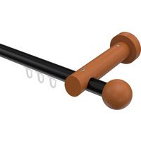 Innenlauf-Gardinenstange Schwarz / Kirschbaum 20 mm Ø Talent Luina Aluminium / Holz